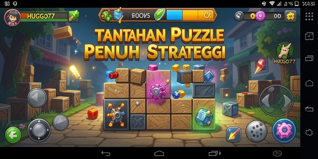 Screenshot gameplay HUGO77 menampilkan tantangan Puzzle menarik.