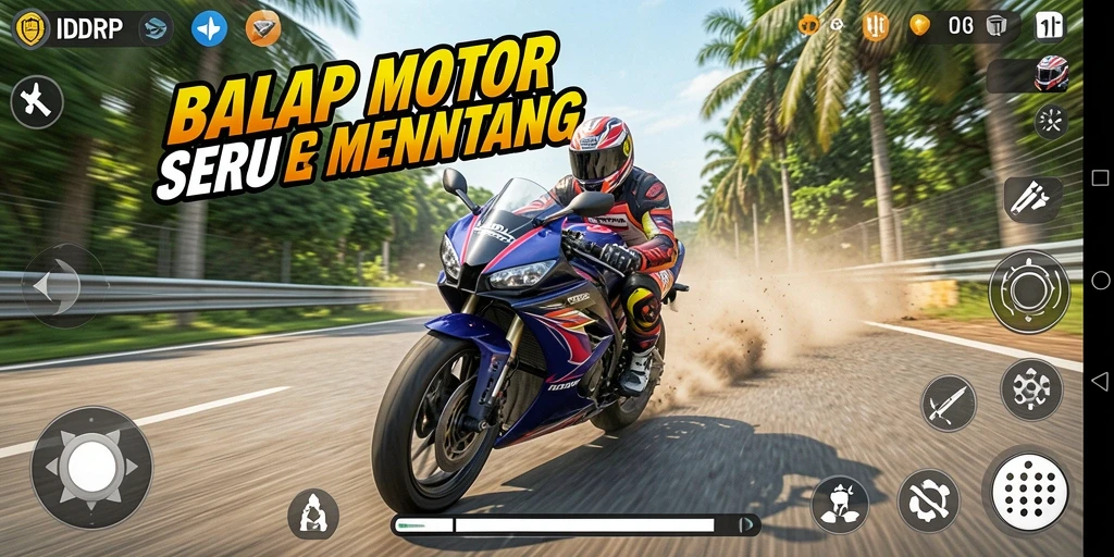 Tampilan gameplay seru dari balap motor di IDRRP.