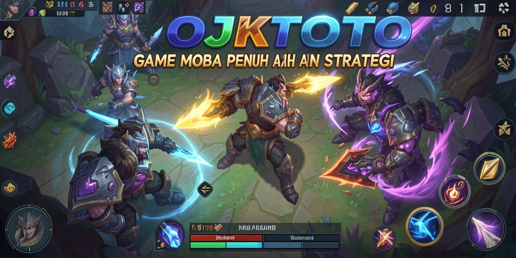 Screenshot OJKTOTO menampilkan aksi seru dalam gameplay MOBA.