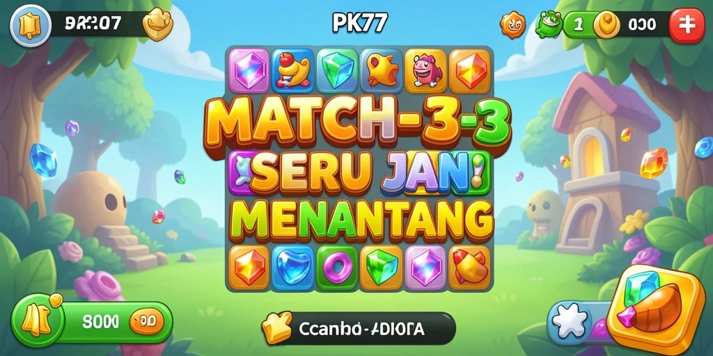 Screenshot <strong>PK77</strong> memperlihatkan gameplay Match-3 yang seru dan penuh warna.