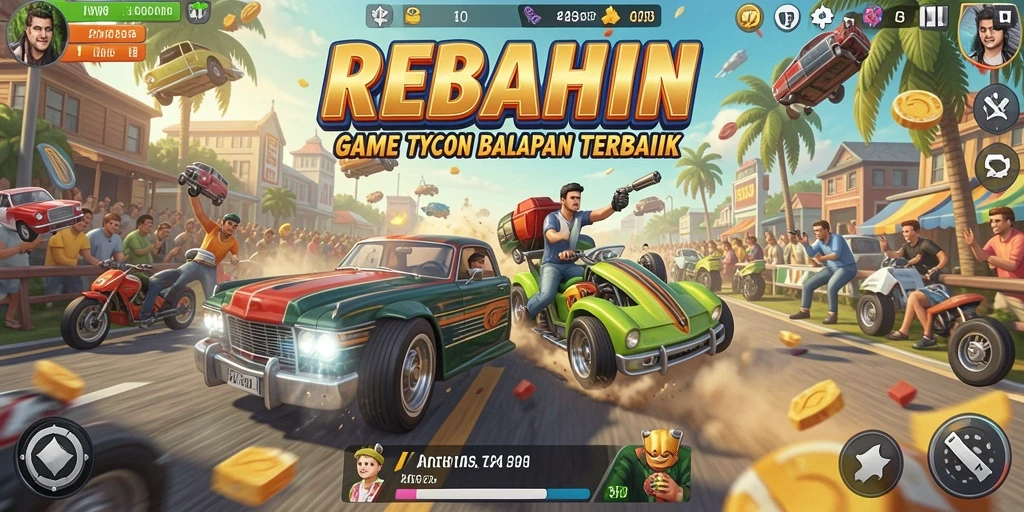 Screenshot gameplay REBAHIN menampilkan serunya balapan Tycoon.